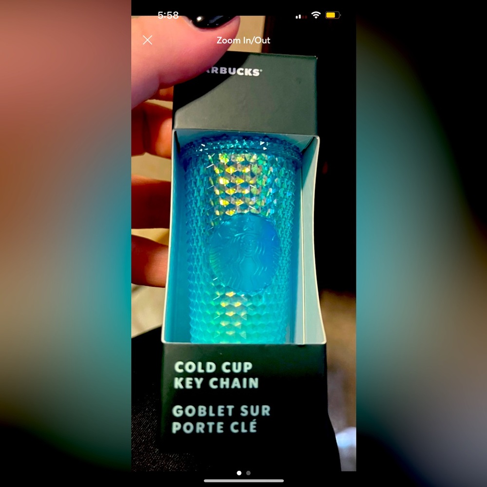 Blue Ombre Starbucks studded keychain